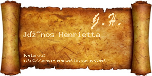 János Henrietta névjegykártya